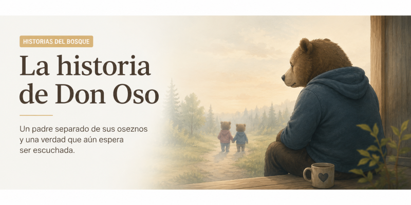 La historia de Don Oso: un papá separado de sus oseznos.